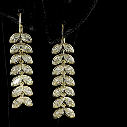 3.29 CTTW Marquise Lab Diamond Hanging Earring 14k Yellow Gold E Color and VS2 Clarity jewelry-spot-usa