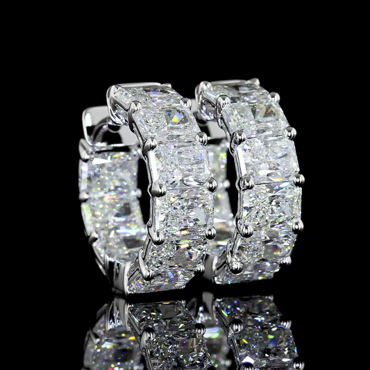 6.51 CTTW Radiant Lab Diamond Huggies Earring 16.36mm 14k White Gold E Color and VS Clarity jewelry-spot-usa