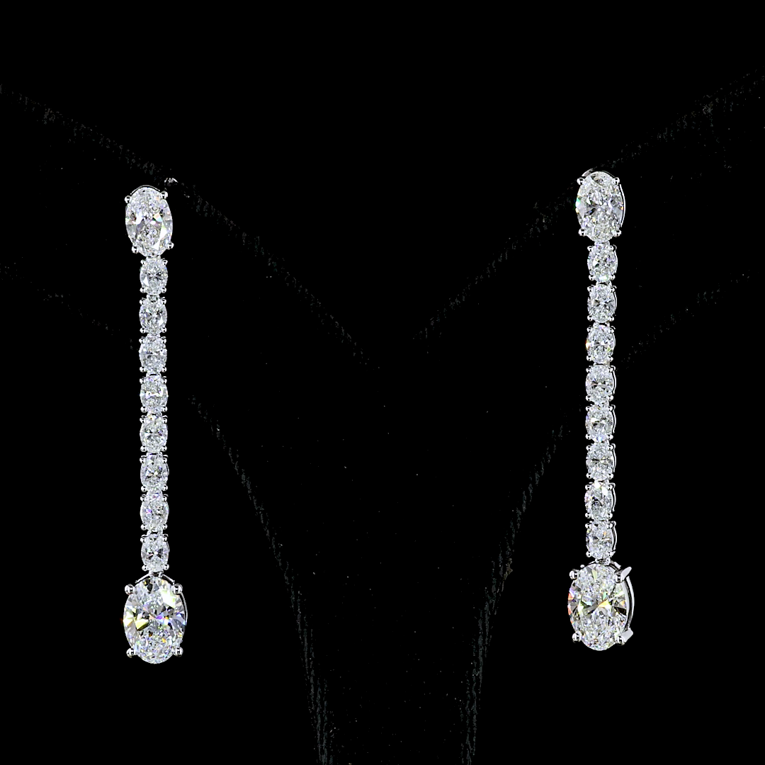 4.72 CTTW Oval Lab Diamond Hanging Earring 14k White Gold (F Color and VS1 Clarity)