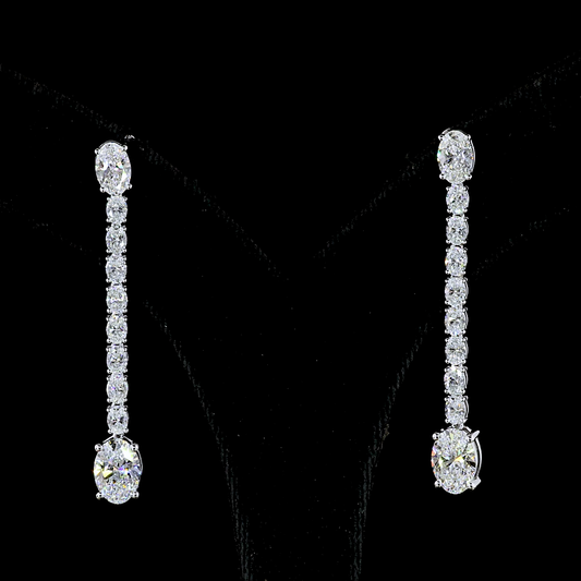 4.72 CTTW Oval Lab Diamond Hanging Earring 14k White Gold (F Color and VS1 Clarity)