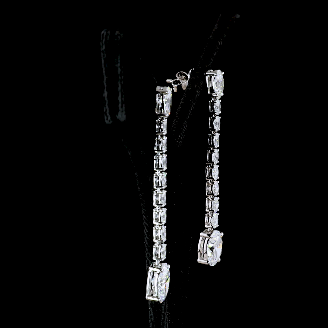4.72 CTTW Oval Lab Diamond Hanging Earring 14k White Gold (F Color and VS1 Clarity)