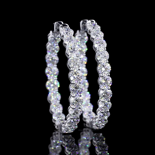 7.59 CTTW Round Lab Diamond Hoops Earring 32mm 14k White Gold E Color and VS1 Clarity jewelry-spot-usa