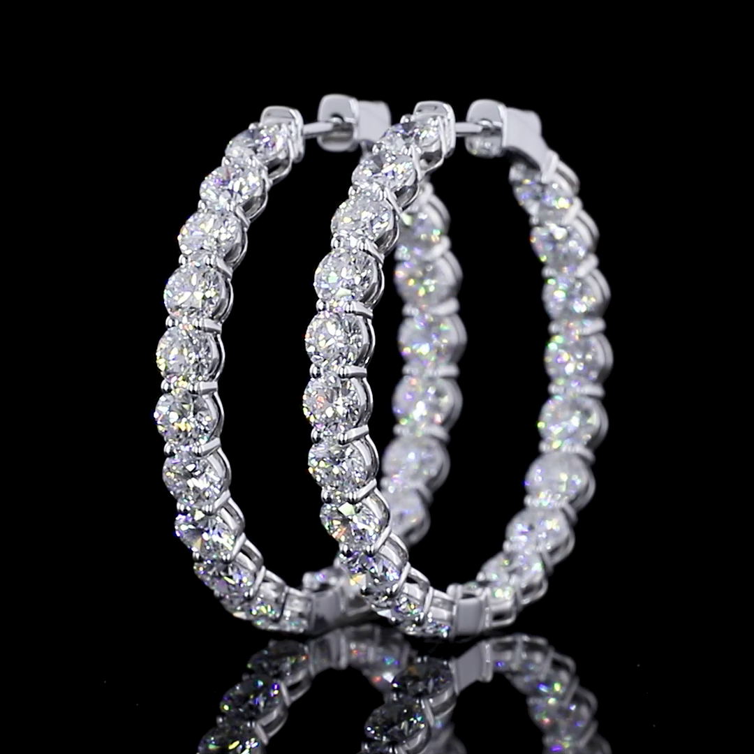 7.59 CTTW Round Lab Diamond Hoops Earring 32mm 14k White Gold E Color and VS1 Clarity jewelry-spot-usa
