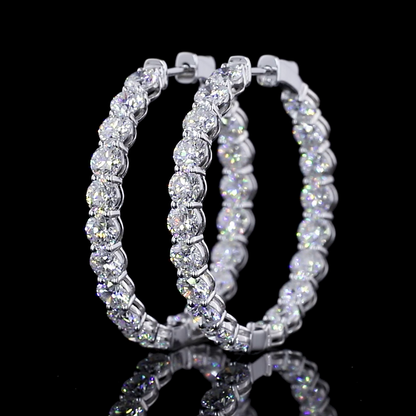 7.59 CTTW Round Lab Diamond Hoops Earring 32mm 14k White Gold E Color and VS1 Clarity jewelry-spot-usa