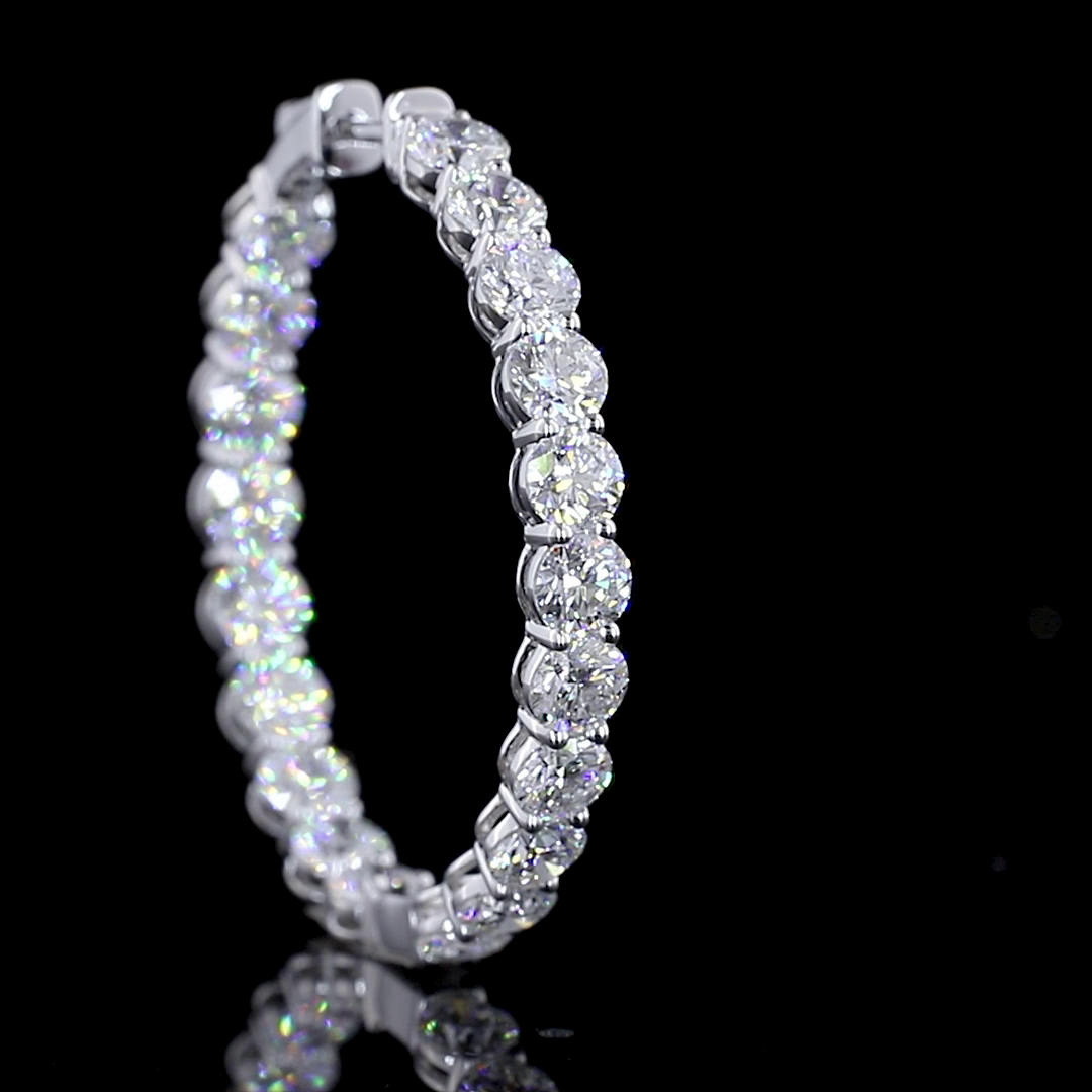 7.59 CTTW Round Lab Diamond Hoops Earring 32mm 14k White Gold E Color and VS1 Clarity jewelry-spot-usa