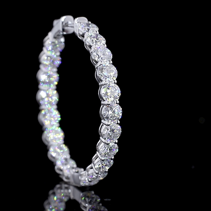 7.59 CTTW Round Lab Diamond Hoops Earring 32mm 14k White Gold E Color and VS1 Clarity jewelry-spot-usa