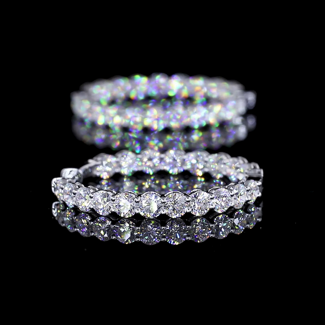 7.59 CTTW Round Lab Diamond Hoops Earring 32mm 14k White Gold E Color and VS1 Clarity jewelry-spot-usa