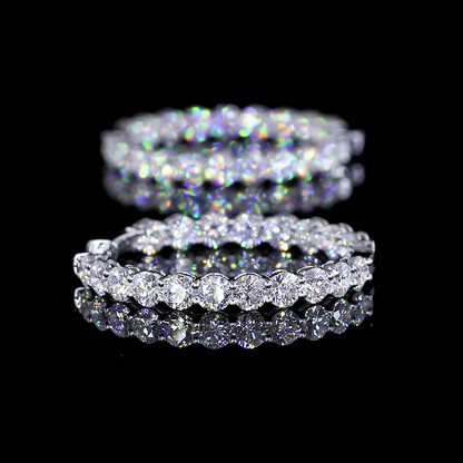 7.59 CTTW Round Lab Diamond Hoops Earring 32mm 14k White Gold E Color and VS1 Clarity jewelry-spot-usa
