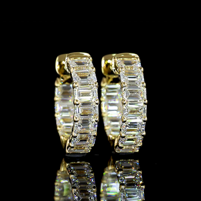 1.96 CTTW Emerald Lab Diamond Huggies Earring 13.64mm 14k Yellow Gold F/E Color and VS1/VS Clarity jewelry-spot-usa