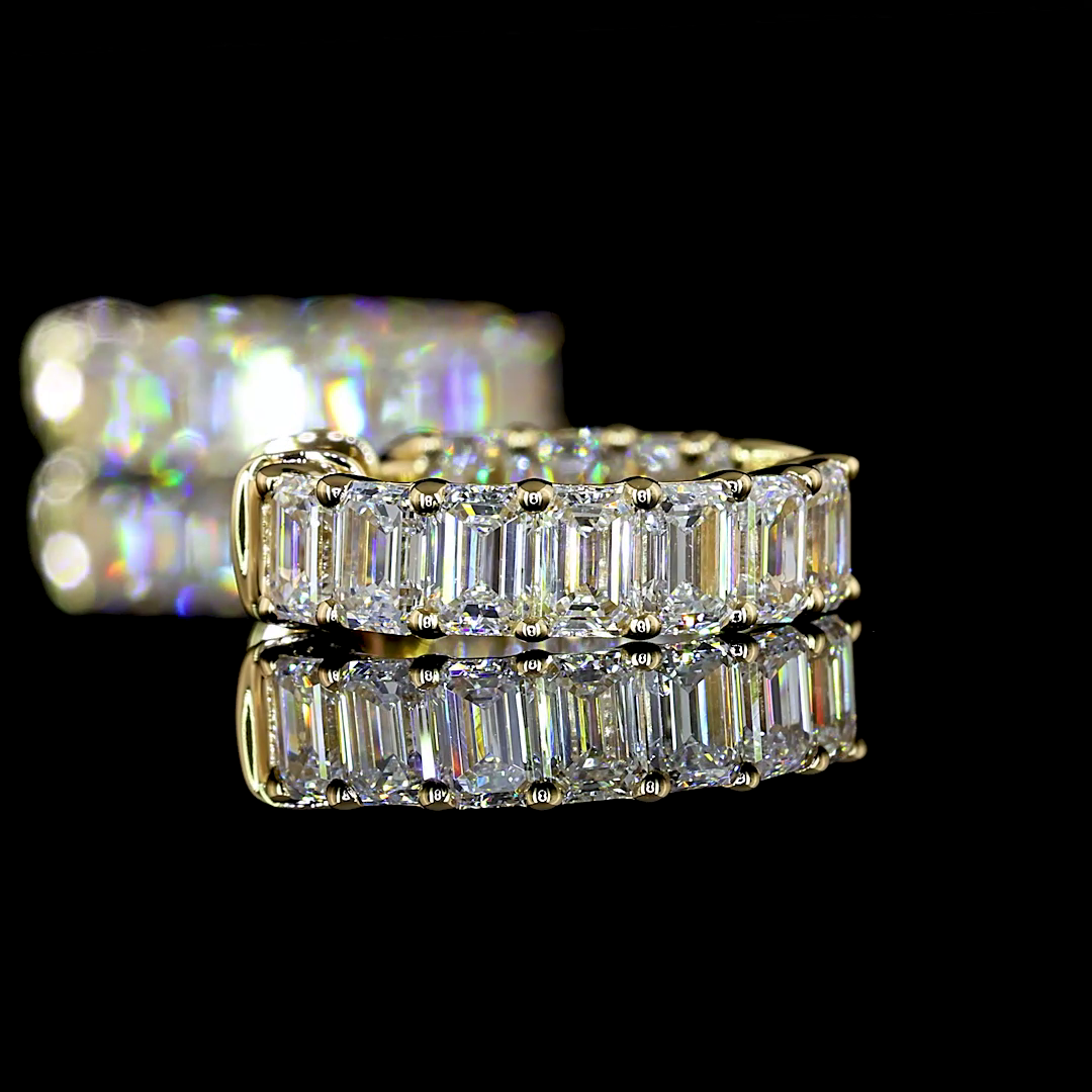 1.96 CTTW Emerald Lab Diamond Huggies Earring 13.64mm 14k Yellow Gold F/E Color and VS1/VS Clarity jewelry-spot-usa