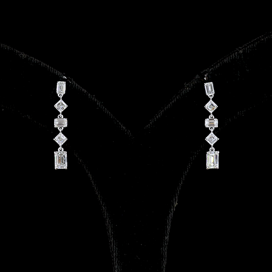 1.80 CTTW MIX Lab Diamond Hanging Earring 14k White Gold E Color and VS Clarity jewelry-spot-usa
