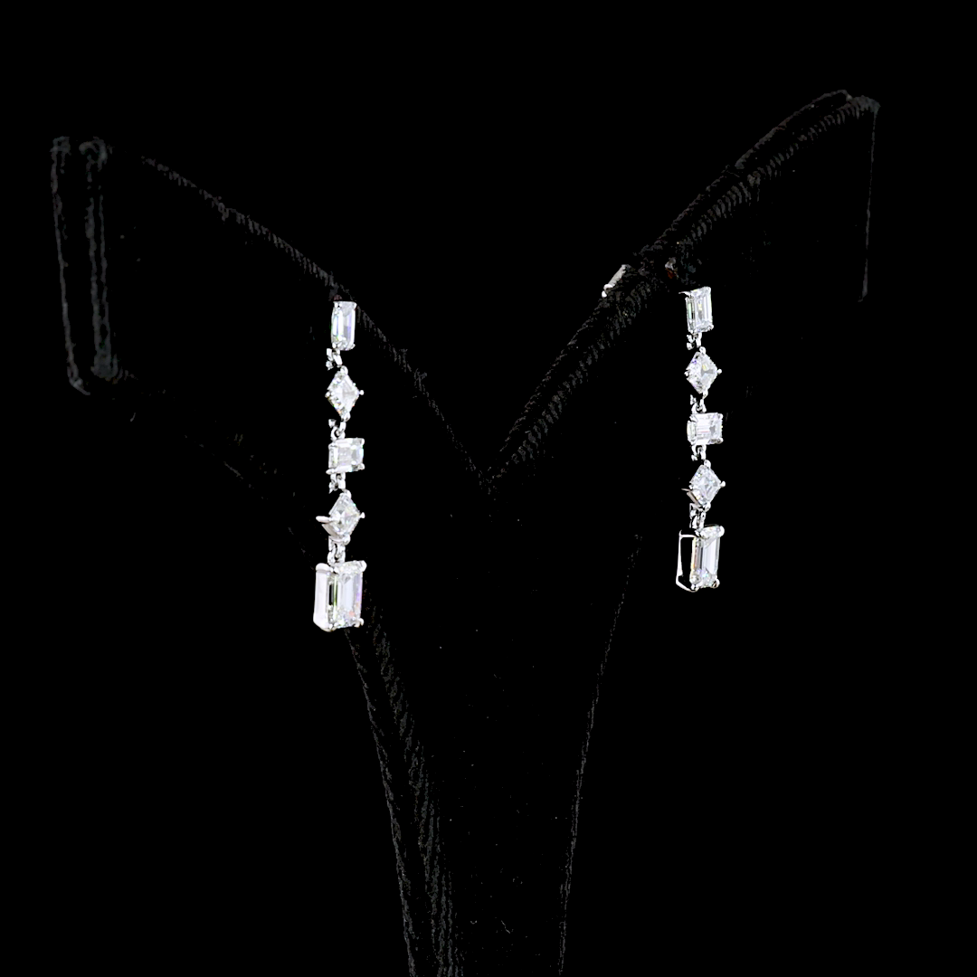 1.80 CTTW MIX Lab Diamond Hanging Earring 14k White Gold E Color and VS Clarity jewelry-spot-usa