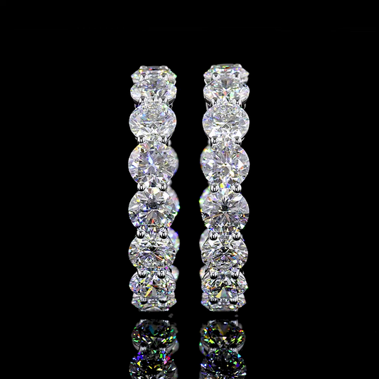 12.17 CTTW Round Lab Diamond Hoops Earring 28mm 14k White Gold E Color and VS1 Clarity jewelry-spot-usa