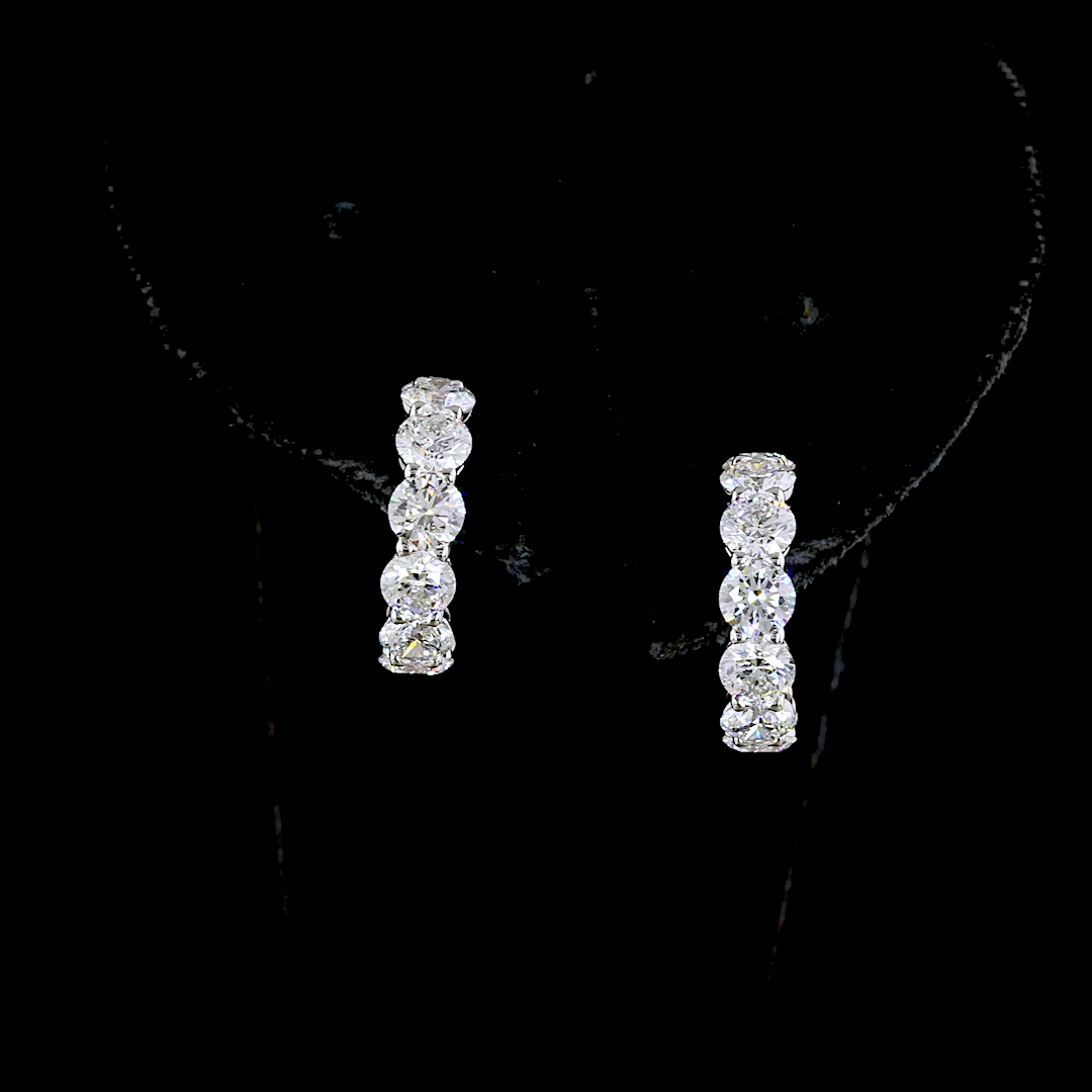 3.01 CTTW Round Lab Diamond C Hoops Earring 14k White Gold E Color and VS2 Clarity jewelry-spot-usa