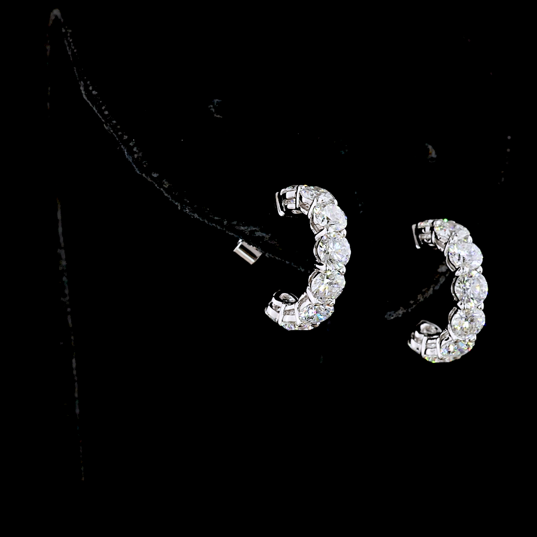 3.01 CTTW Round Lab Diamond C Hoops Earring 14k White Gold E Color and VS2 Clarity jewelry-spot-usa