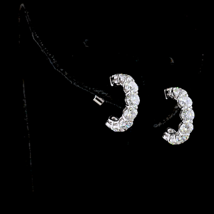 3.01 CTTW Round Lab Diamond C Hoops Earring 14k White Gold E Color and VS2 Clarity jewelry-spot-usa