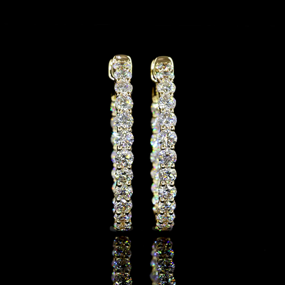 2.29 CTTW Round Lab Diamond Hoops Earring 23.4mm 14k Yellow Gold E Color and VS Clarity jewelry-spot-usa