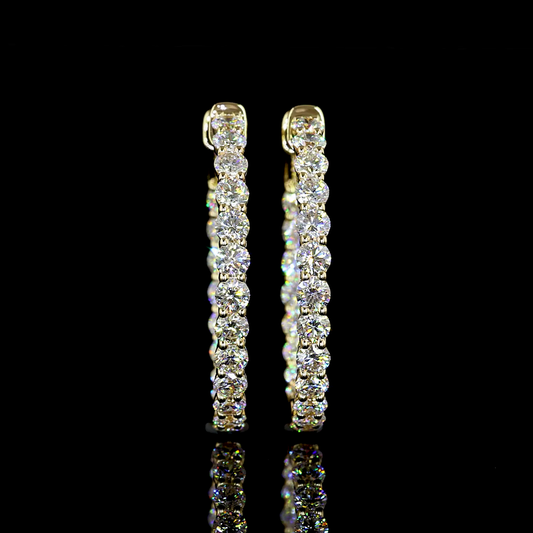 2.29 CTTW Round Lab Diamond Hoops Earring 23.4mm 14k Yellow Gold E Color and VS Clarity jewelry-spot-usa