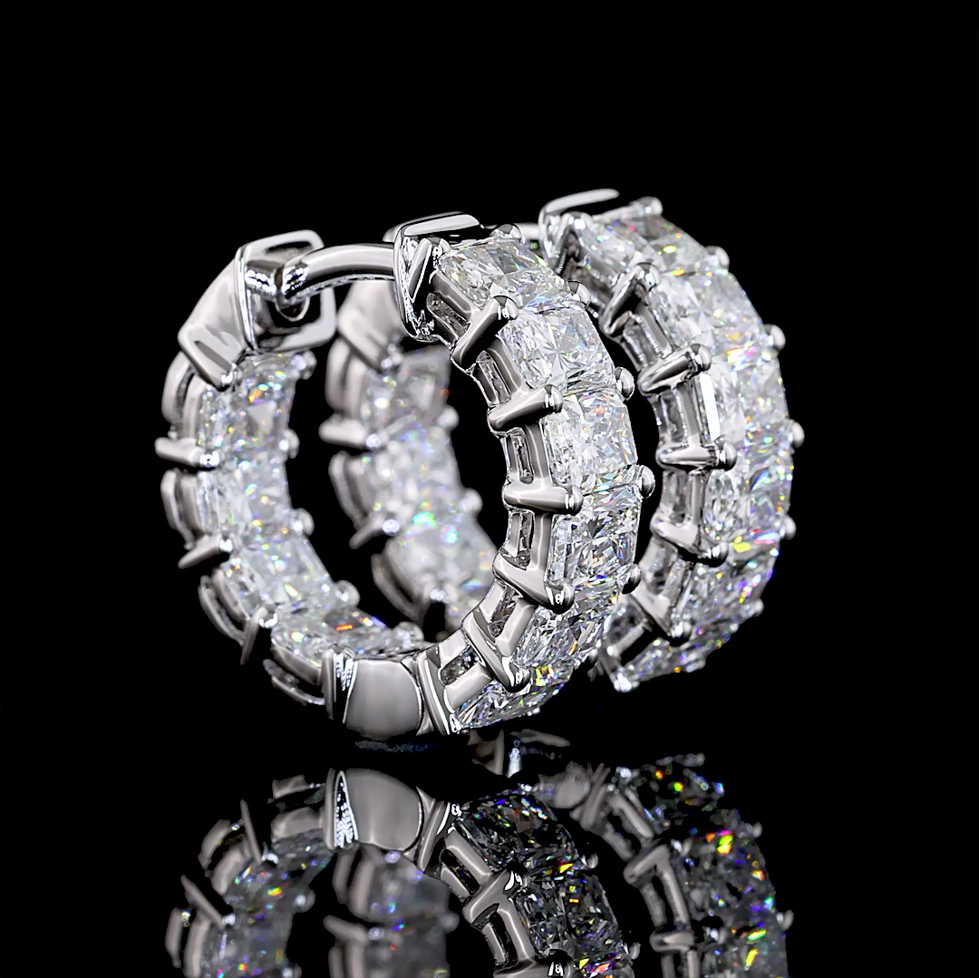 2.59 CTTW Radiant Lab Diamond Huggies Earring 14k White Gold E Color and VS Clarity jewelry-spot-usa
