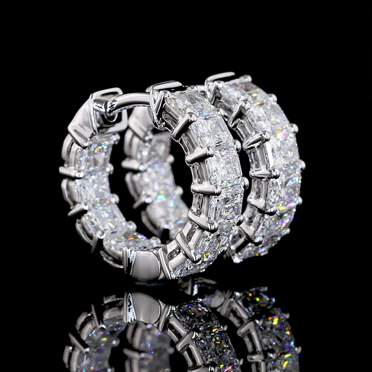 2.59 CTTW Radiant Lab Diamond Huggies Earring 14k White Gold E Color and VS Clarity jewelry-spot-usa