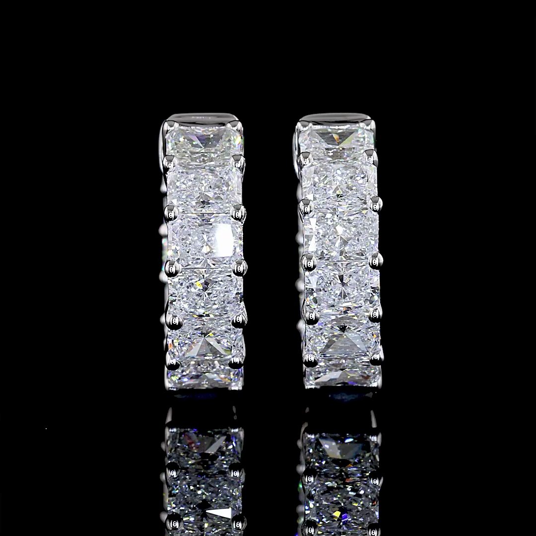 2.59 CTTW Radiant Lab Diamond Huggies Earring 14k White Gold E Color and VS Clarity jewelry-spot-usa