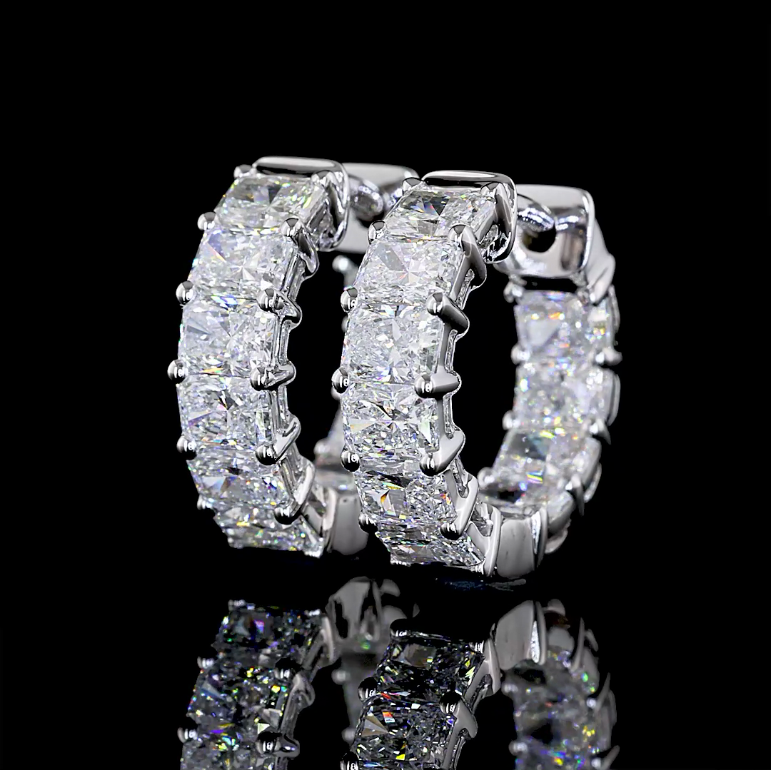 2.59 CTTW Radiant Lab Diamond Huggies Earring 14k White Gold E Color and VS Clarity jewelry-spot-usa