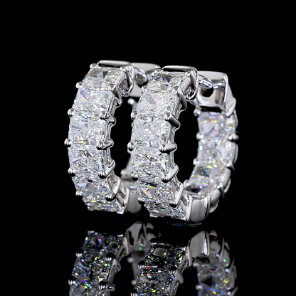 2.59 CTTW Radiant Lab Diamond Huggies Earring 14k White Gold E Color and VS Clarity jewelry-spot-usa