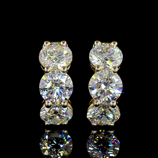 4.39 CTTW Round Lab Diamond Huggies Earring 16.42mm 14k Yellow Gold E Color and VS Clarity jewelry-spot-usa