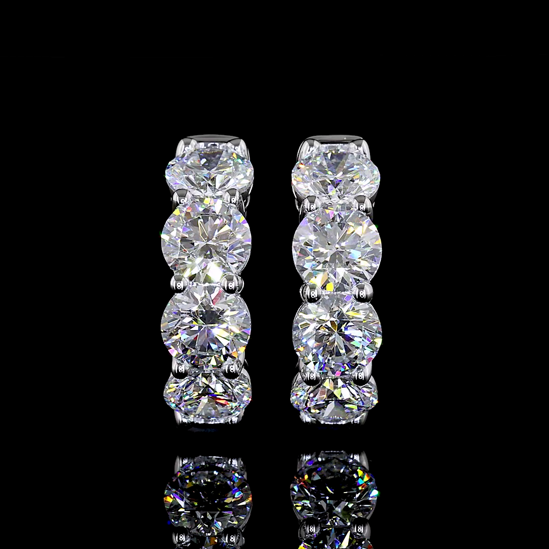 2.99 CTTW Round Lab Diamond Huggies Earring (E Color and VS Clarity)