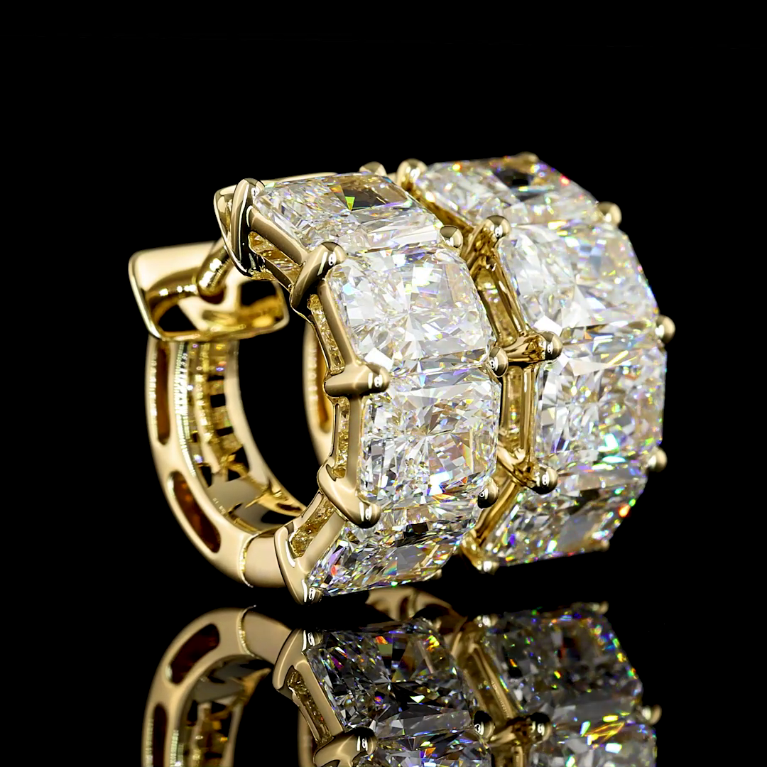 6.03 CTTW Radiant Lab Diamond Huggies Earring 16.15mm 14k Yellow Gold jewelry-spot-usa