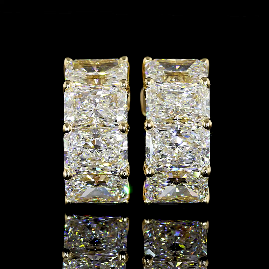 6.03 CTTW Radiant Lab Diamond Huggies Earring 16.15mm 14k Yellow Gold jewelry-spot-usa