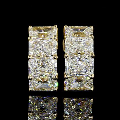 6.03 CTTW Radiant Lab Diamond Huggies Earring 16.15mm 14k Yellow Gold jewelry-spot-usa