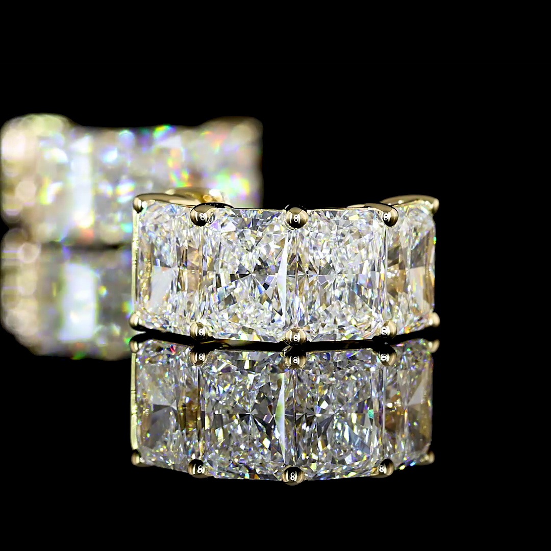 6.03 CTTW Radiant Lab Diamond Huggies Earring 16.15mm 14k Yellow Gold jewelry-spot-usa