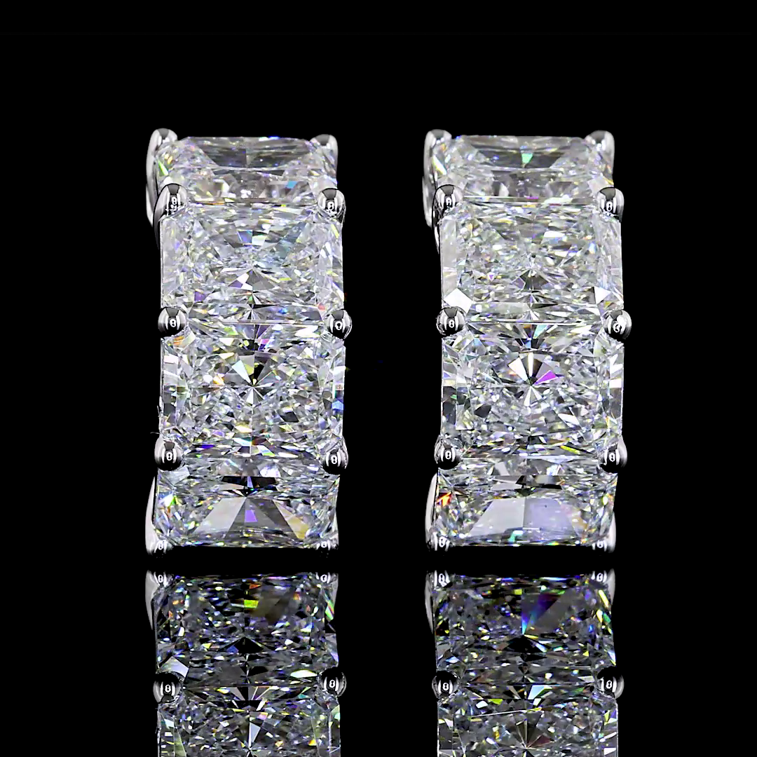 6.03 CTTW Radiant Lab Diamond Huggies Earring 16.15mm 14k White Gold E Color and VS Clarity jewelry-spot-usa