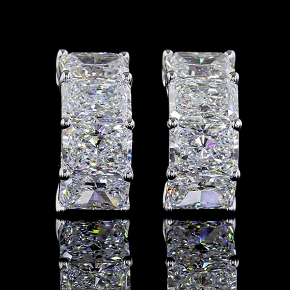 6.03 CTTW Radiant Lab Diamond Huggies Earring 16.15mm 14k White Gold E Color and VS Clarity jewelry-spot-usa