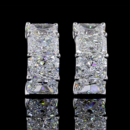 6.03 CTTW Radiant Lab Diamond Huggies Earring 16.15mm 14k White Gold E Color and VS Clarity jewelry-spot-usa