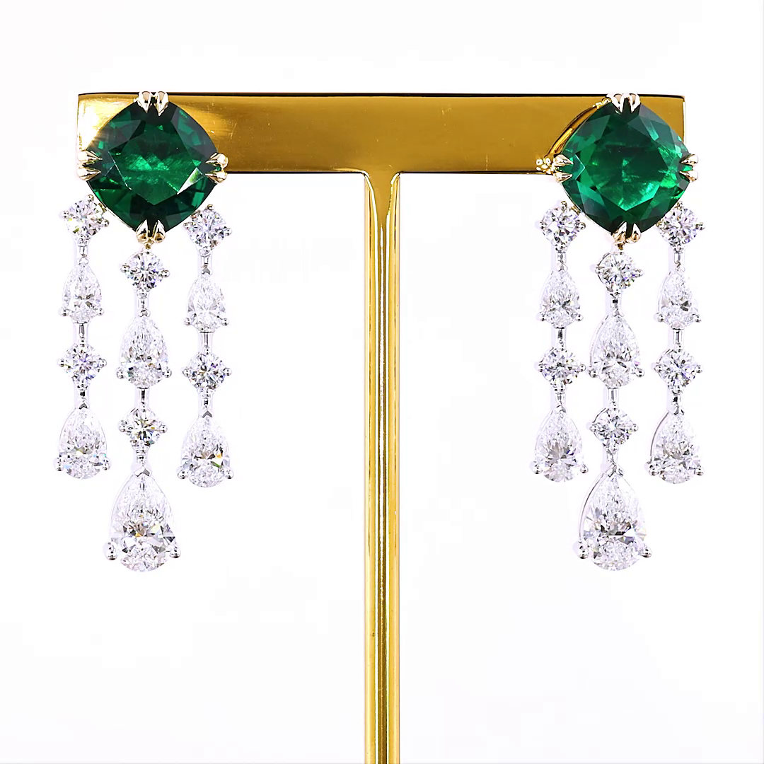 11.10 CTTW MIX Lab Diamond Hanging Earring 14k Two Tone VS1 Clarity jewelry-spot-usa