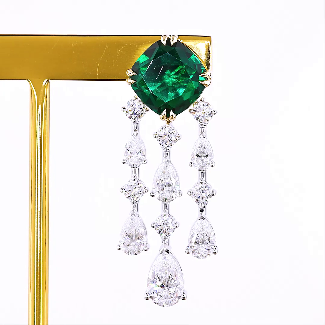 11.10 CTTW MIX Lab Diamond Hanging Earring 14k Two Tone VS1 Clarity jewelry-spot-usa