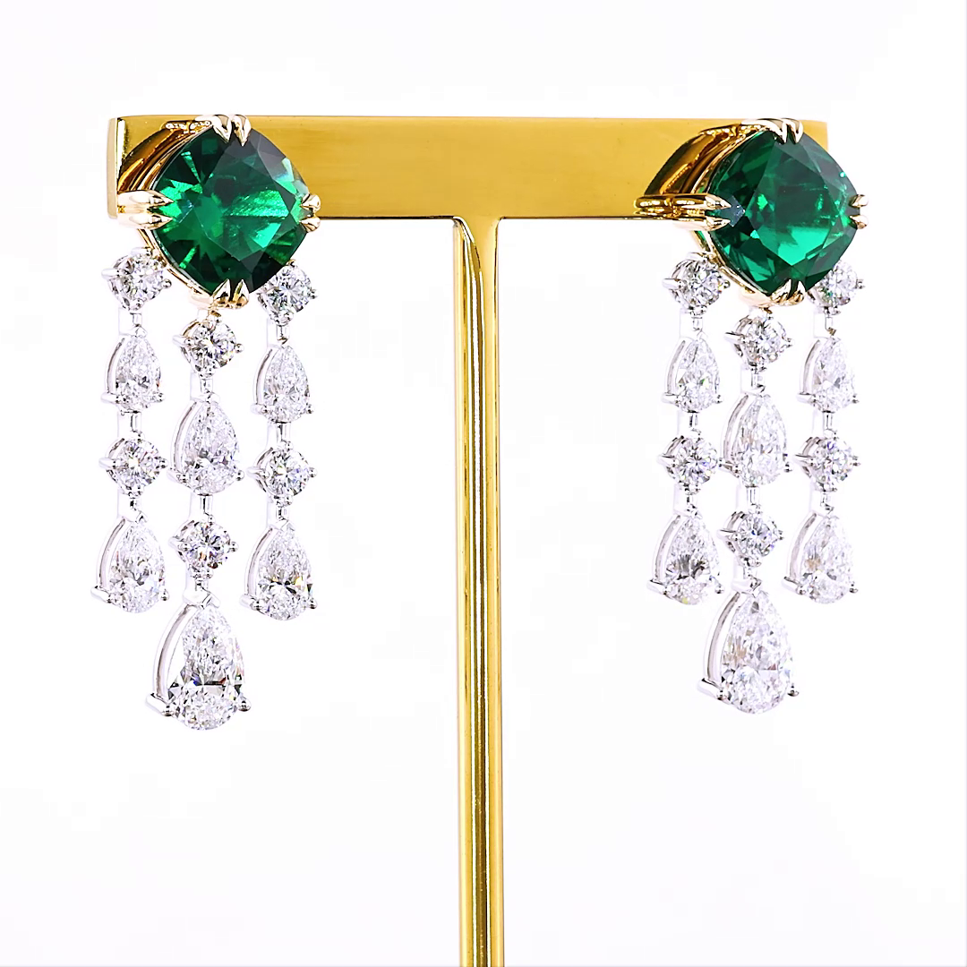 11.10 CTTW MIX Lab Diamond Hanging Earring 14k Two Tone VS1 Clarity jewelry-spot-usa