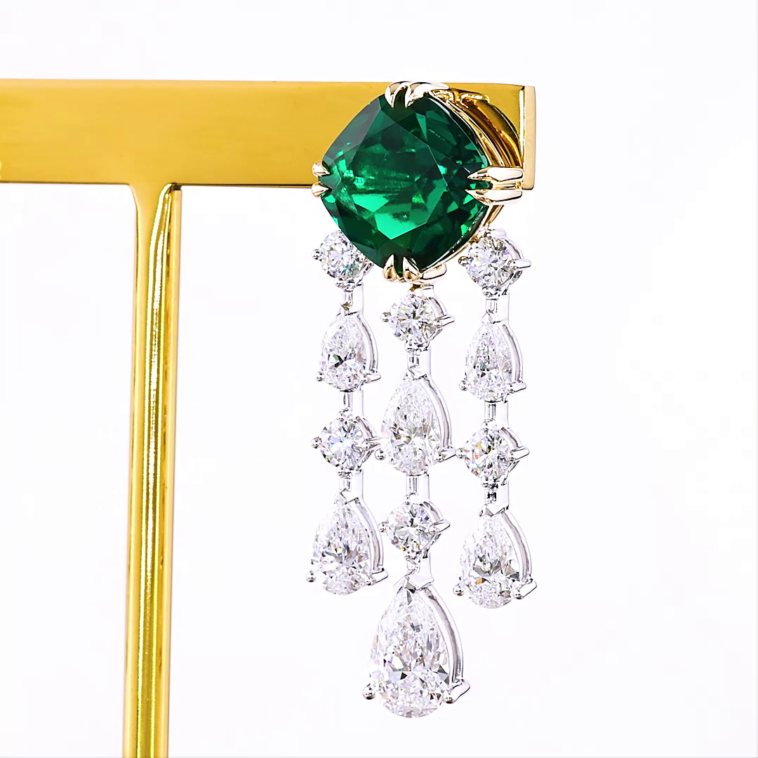 11.10 CTTW MIX Lab Diamond Hanging Earring 14k Two Tone VS1 Clarity jewelry-spot-usa
