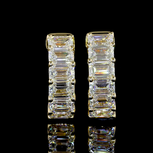 2.05 CTTW Emerald Lab Diamond Huggies Earring 14.33mm 14k Yellow Gold E Color and VS Clarity jewelry-spot-usa