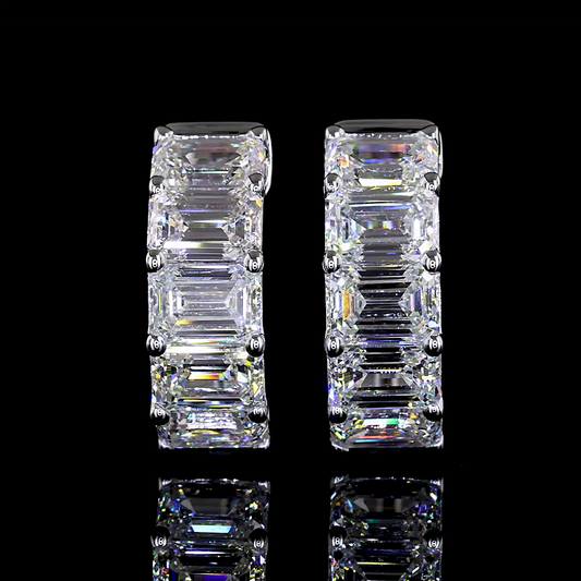 3.20 CTTW Emerald Lab Diamond Huggies Earring