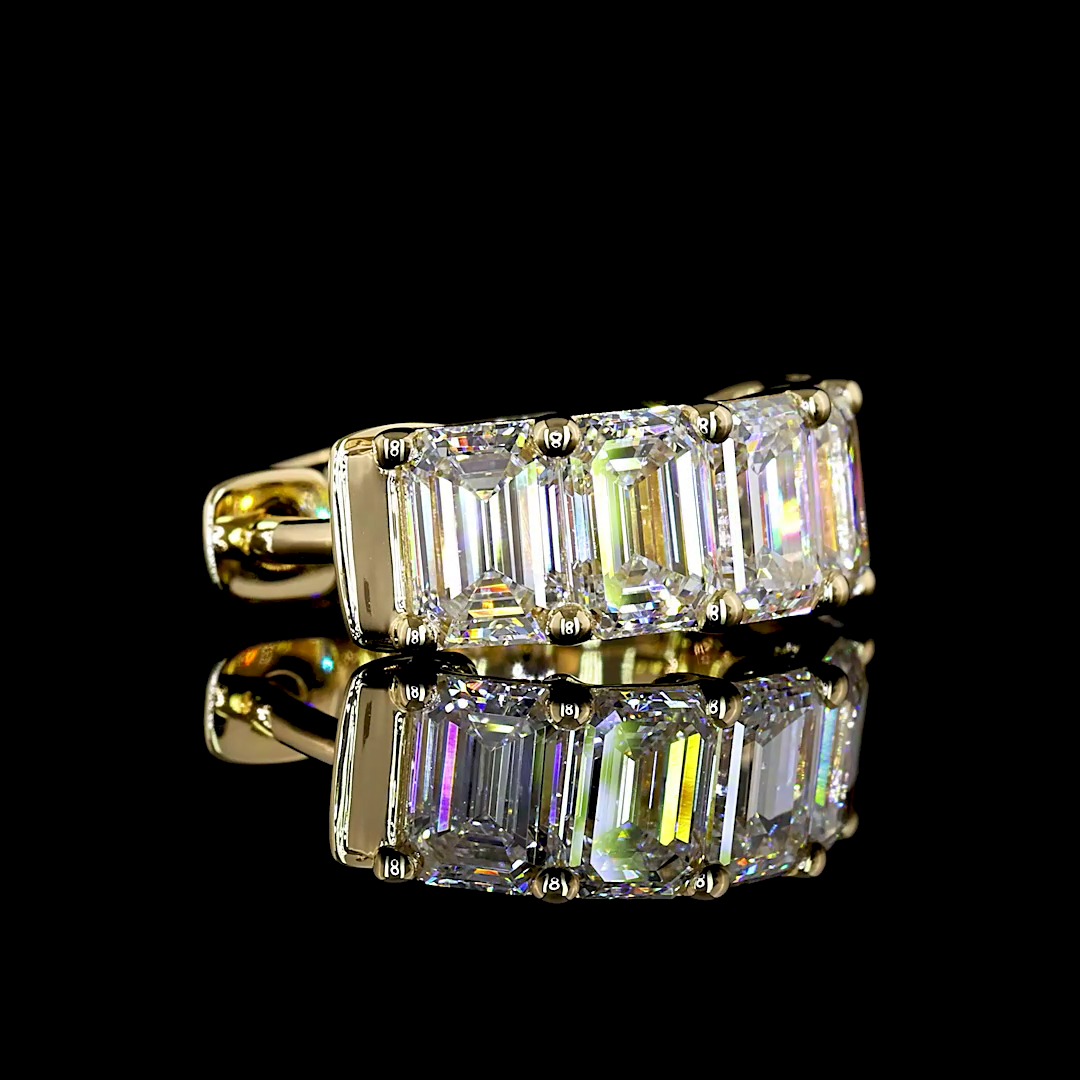 3.29 CTTW Emerald Lab Diamond Huggies Earring 14.9mm 14k Yellow Gold E Color and VS2 Clarity jewelry-spot-usa