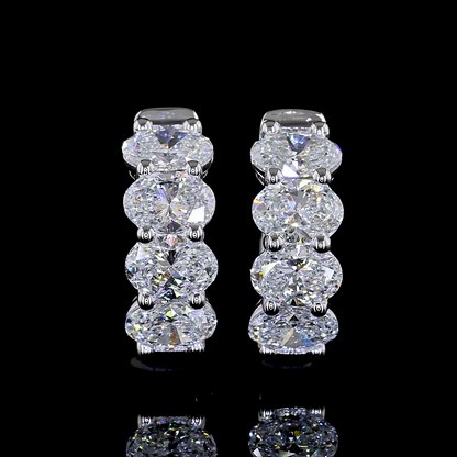 2.01 CTTW Oval Lab Diamond Huggies Earring 15.15mm 14k White Gold E Color and VS Clarity jewelry-spot-usa
