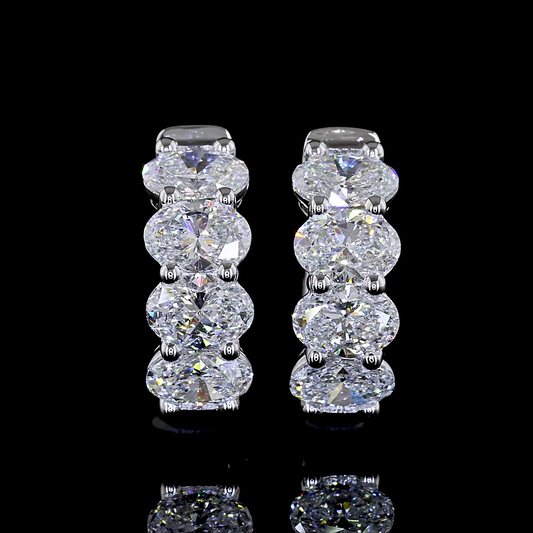 2.01 CTTW Oval Lab Diamond Huggies Earring 15.15mm 14k White Gold E Color and VS Clarity jewelry-spot-usa
