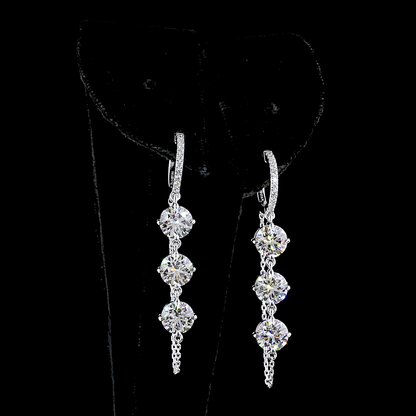 6.25 CTTW Round Lab Diamond Hanging Earring (D Color and VS1 Clarity)