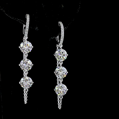 6.25 CTTW Round Lab Diamond Hanging Earring (D Color and VS1 Clarity)