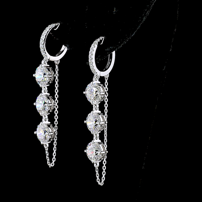 6.25 CTTW Round Lab Diamond Hanging Earring (D Color and VS1 Clarity)