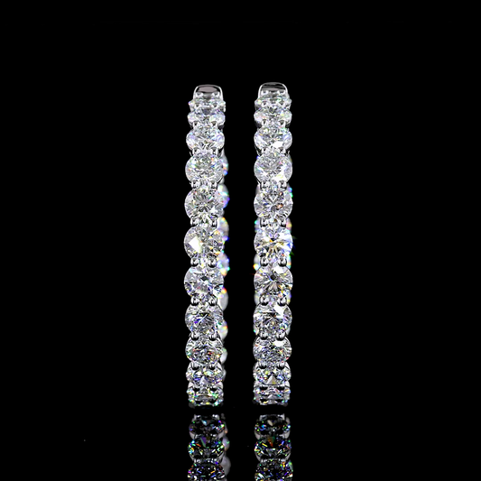 6.07 CTTW Round Lab Diamond Hoops Earring 38mm 14k White Gold F Color and VS1 Clarity jewelry-spot-usa