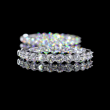 6.07 CTTW Round Lab Diamond Hoops Earring 38mm 14k White Gold F Color and VS1 Clarity jewelry-spot-usa